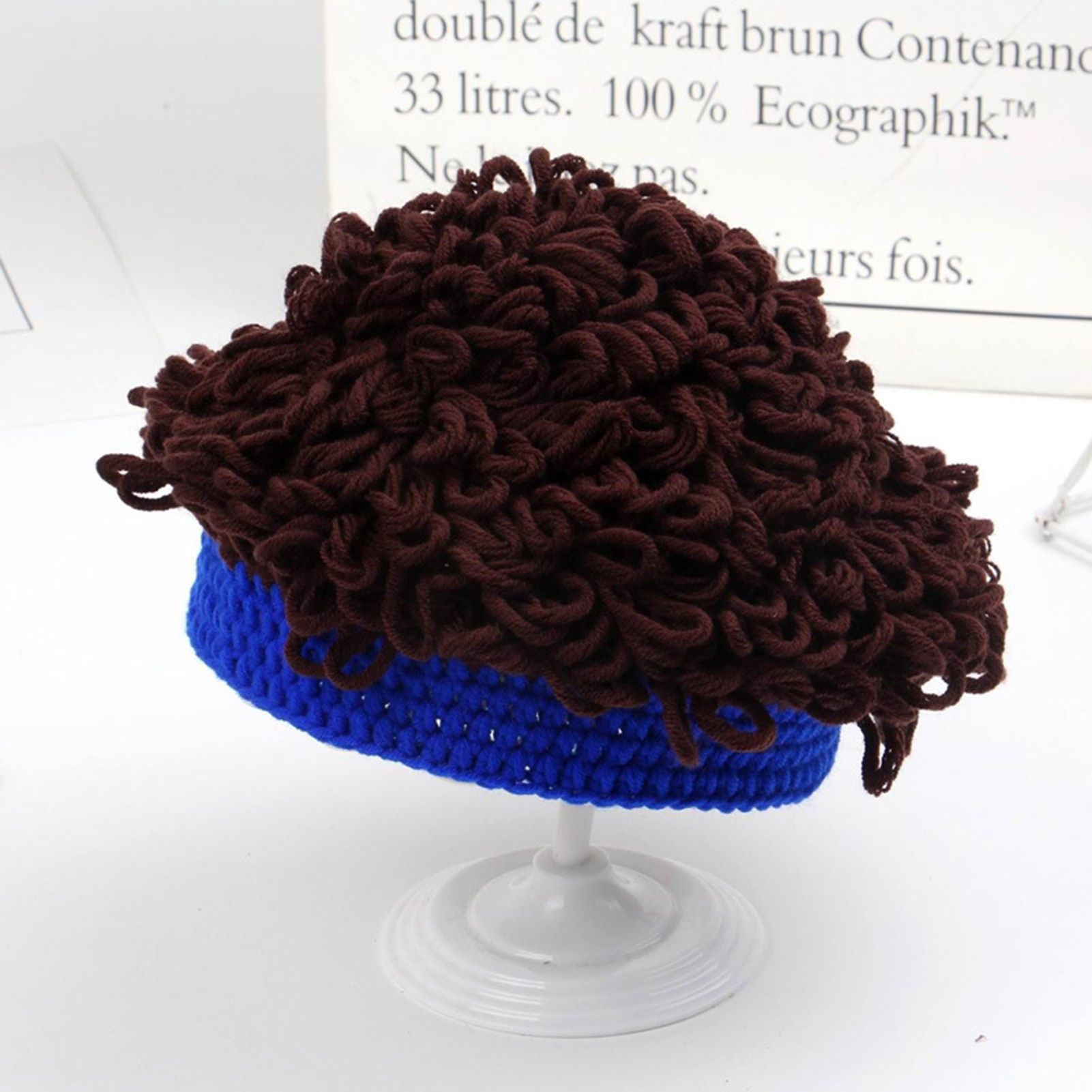 Beanie Wig Hat Breathable Warm Winter Hand Crochet Woolen Yarn Caps