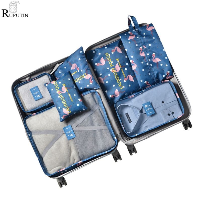 RUPUTIN  7Pcs/set Travel Organizer Suitcase Clothes Finishing Kit Portable Partition Pouch Storage Bags Home Wardrobe Packing