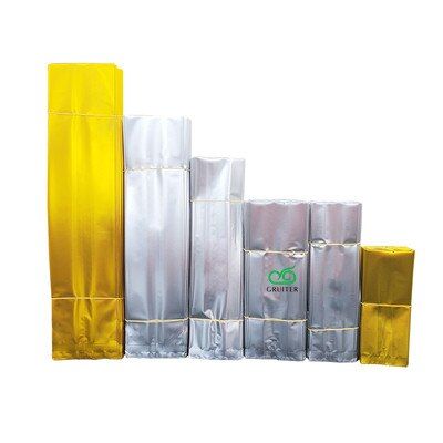 GRUITER -made By Durable 100x Side Gusset Gold Open Top Home Brew Hops Bags Aluminum Foil Vacuum Pouches Super Quality