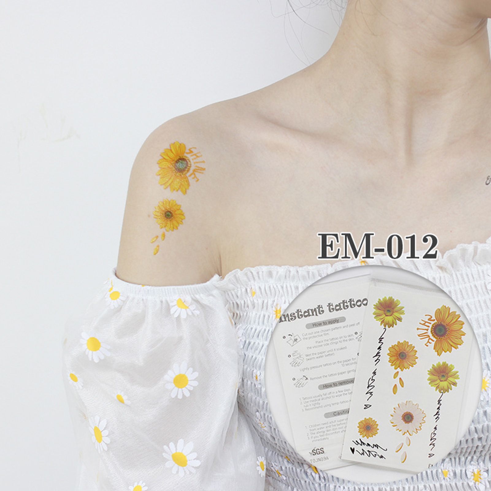 Fake Body Tattoo Stylish Makeup Chrysanthemum Tattoo Sticker