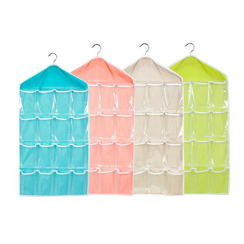 16 Pockets Over Door Hanging Storage Bag Case Organizer Wall Door Hanger Closet Underwear Socks Bra Storage Organizer