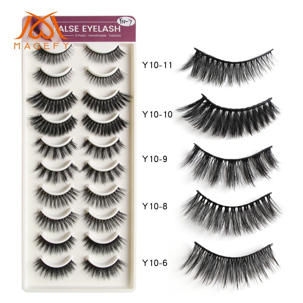 MAANGE 10 Pairs Handmade Mixed Styles False Mink Eyelash Box