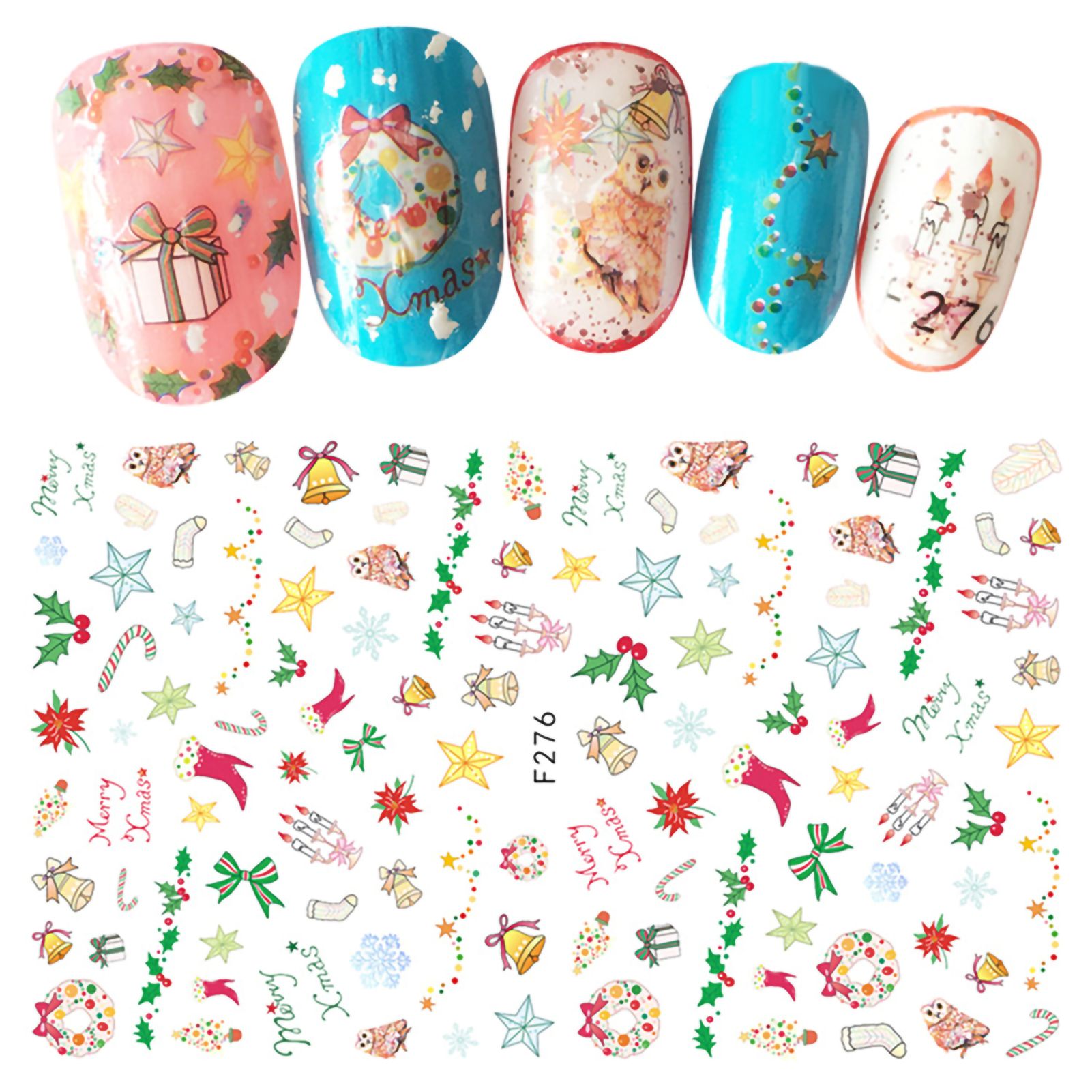 Nail Sticker Christmas Self Adhesive Mini Santa Nail Art Decal Decoration for Fingernail