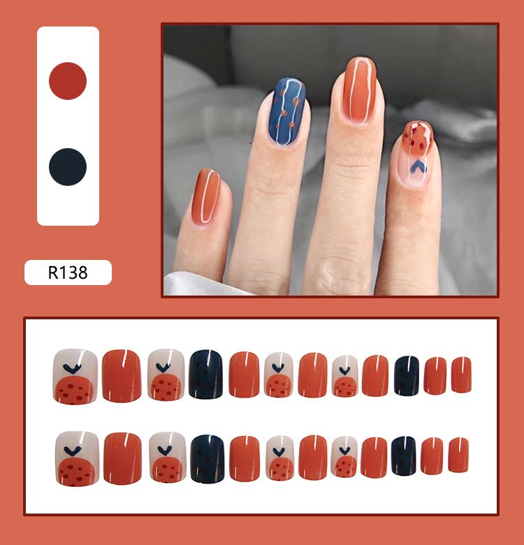 24pcs With Glue Fake nails With Design False nails Wearable press on nails  stylish pattern Artificial nails Full Cover nail art
