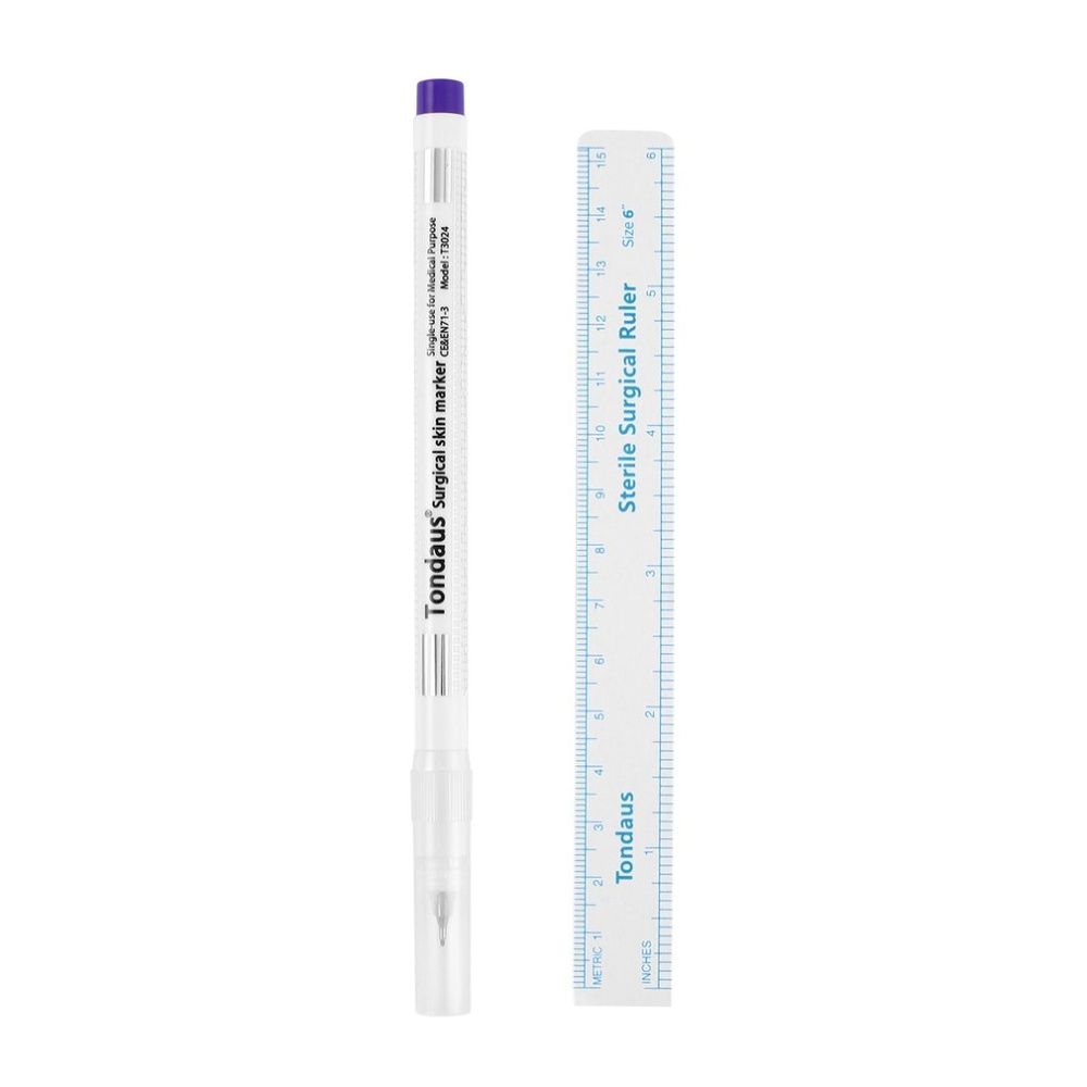 Surgical Skin Marker Tattoo Skin Marker Measure Measuring Ruler + Pen Set White