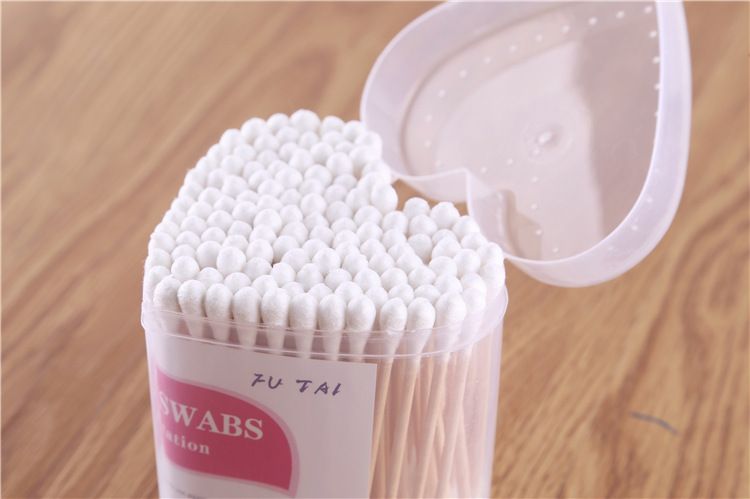 Raund-sized double-ended wooden stick cotton swab 160+ pcs Cotton Bars Buds
