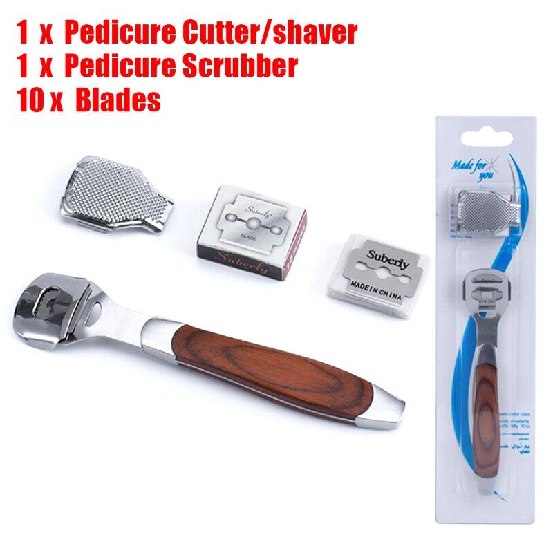 1 Set Stainless Steel Foot Skin Shaver Corn Cuticle Cutter Remover Rasp Pedicure File Foot Callus 10 Blades Foot Care Tool