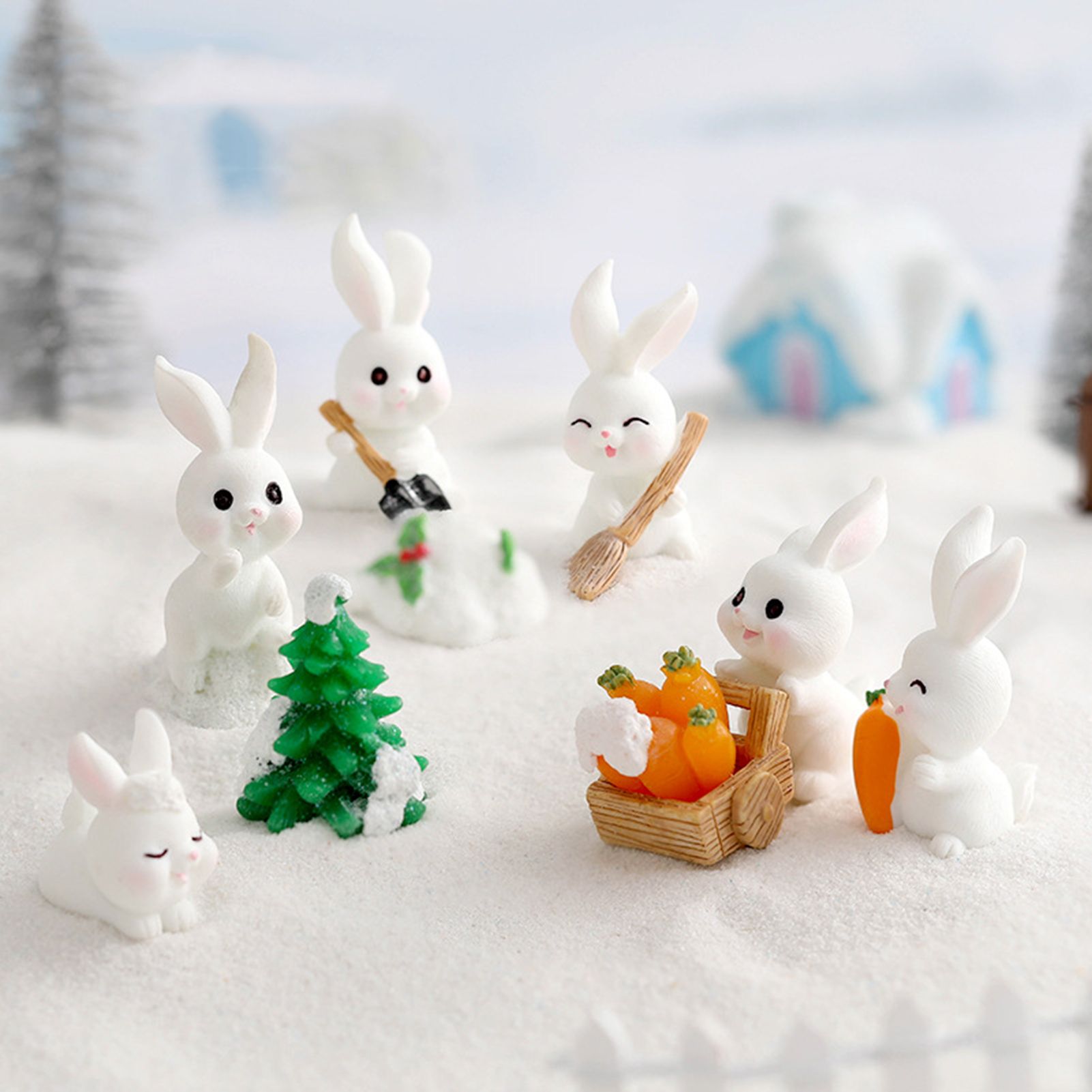 Rabbit Figure Cartoon Dollhouse Decoration Rabbit Figurine