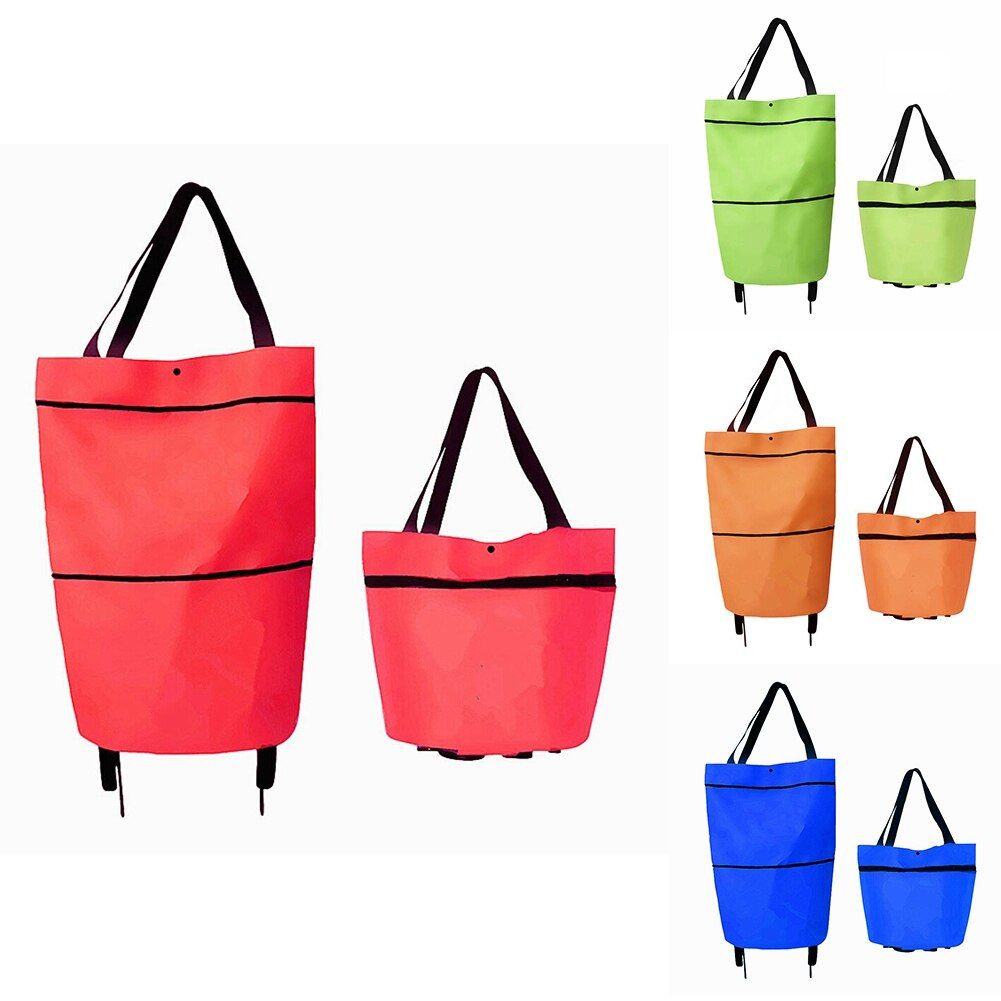 1pc Fully Insulated Shopping Trolley Grocery Luggage Carrier Cart Bag With 2 Wheels