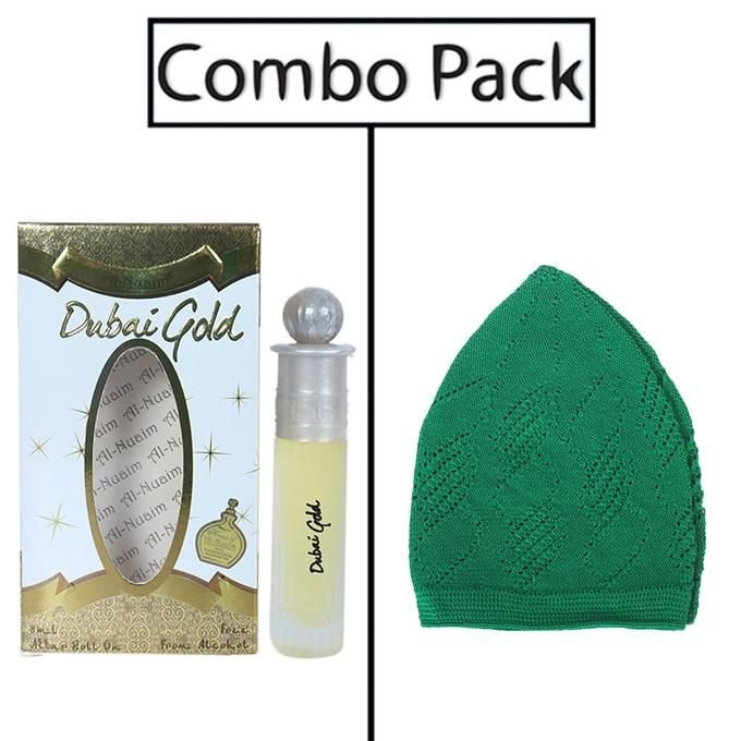 Combo of Al- Nuaim Dubai Gold Attar and Light Green Tupi