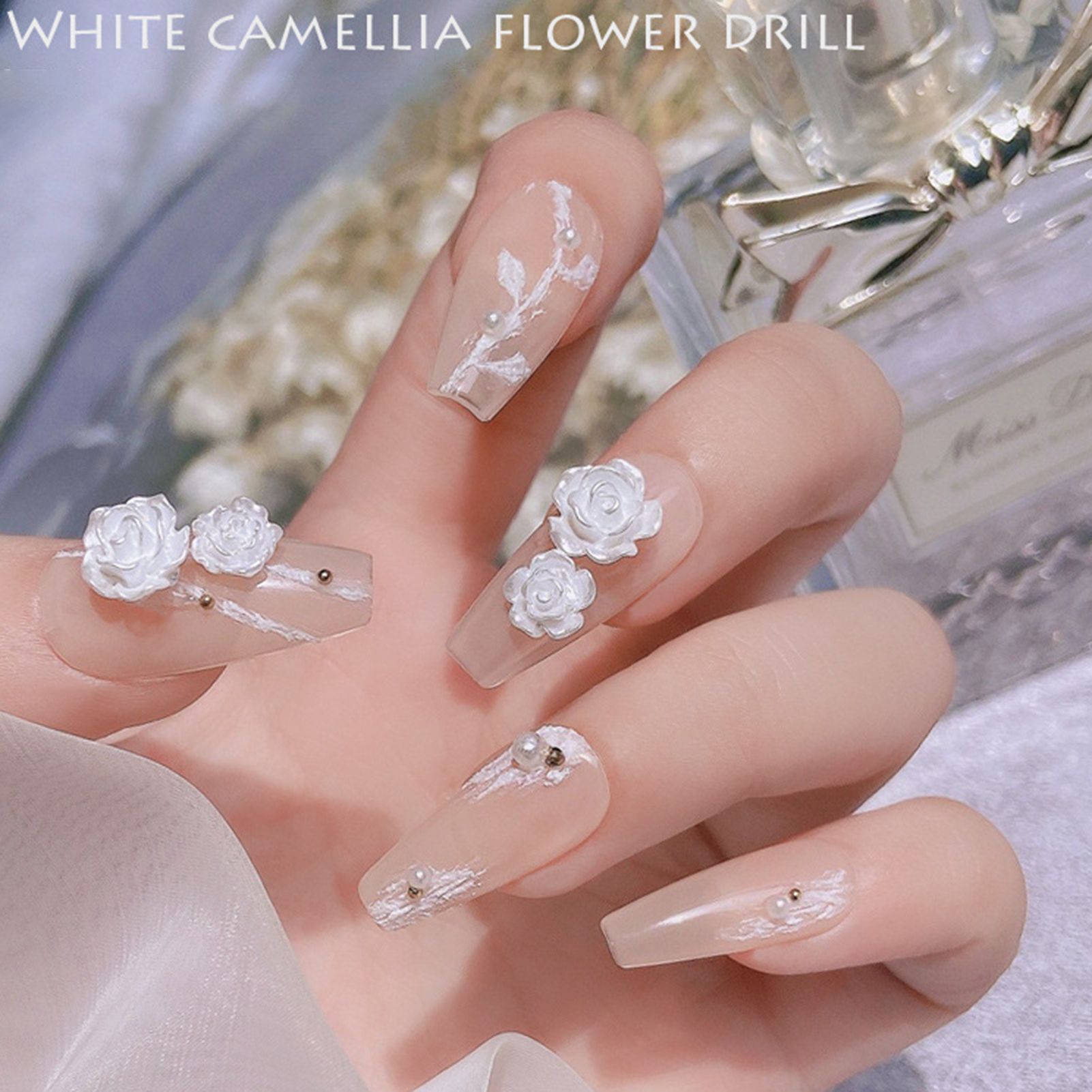 30Pcs Flower Nail Decor Glitter Stylish Nail Accessories Artificial Flower Nail Art Stud for Salon