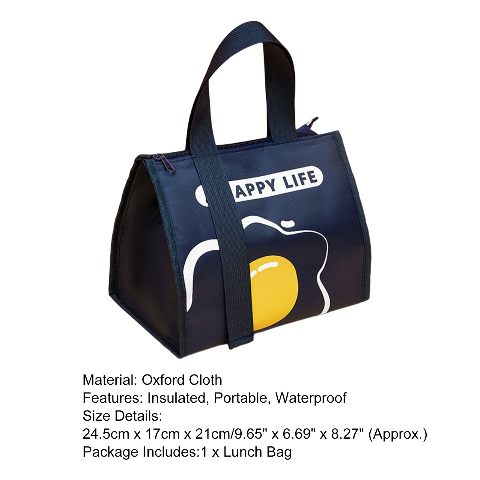 Lunch Container Smooth Zipper Insulated Lunch Bento Bag