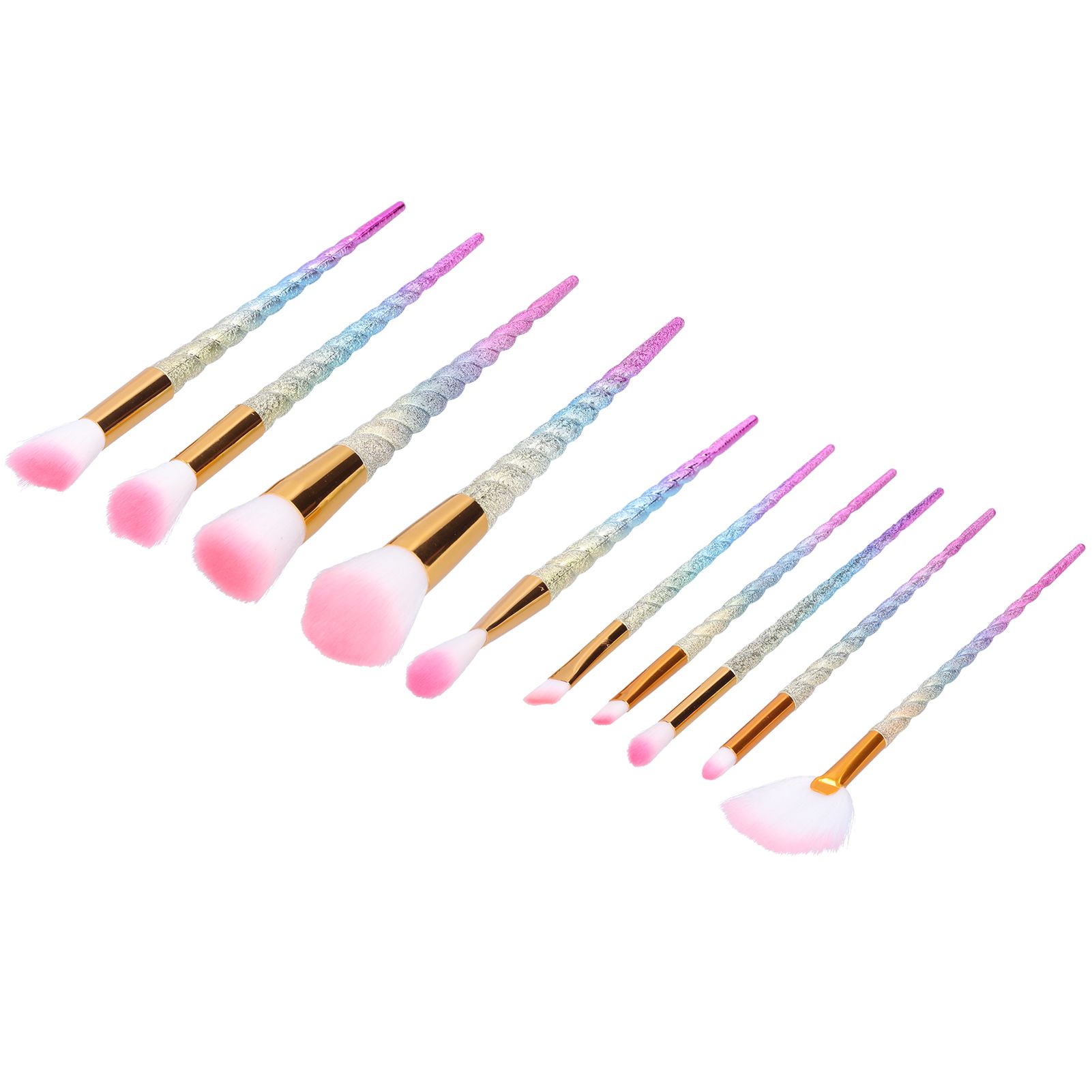10pcs Loose Powder Blusher Brush Travel Portable Soft Hair Cosmetic Set Makeup Tool