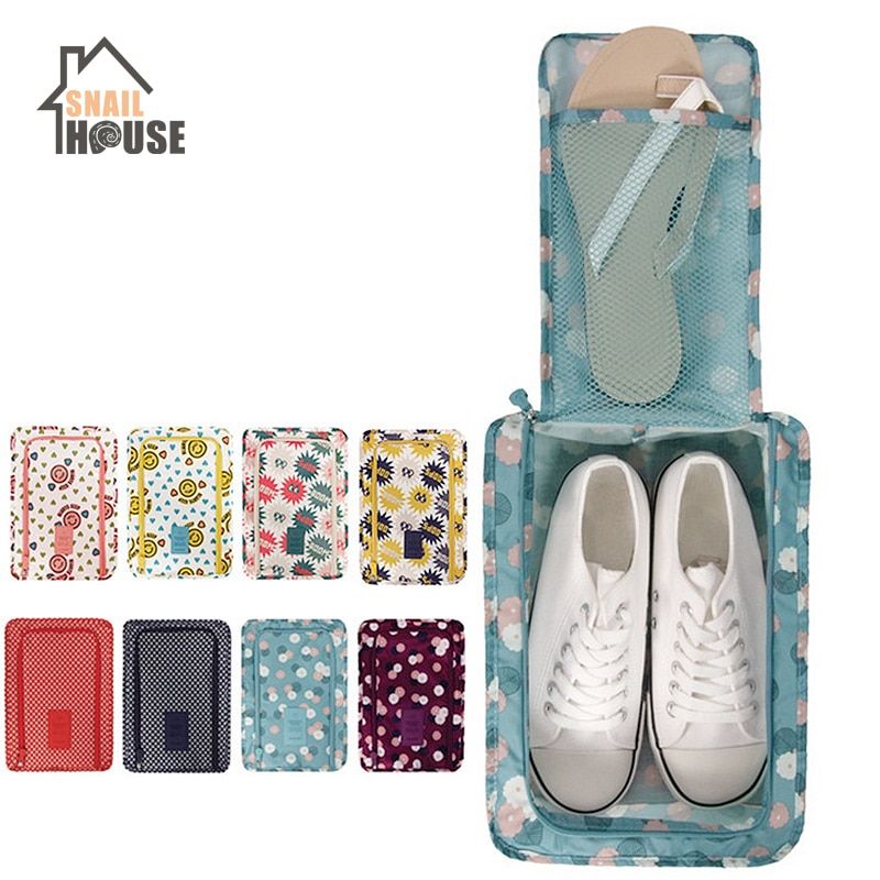 Snailhouse Waterproof Dustproof Travel Shoe Storage Bag Nylon Shoe Organizer Foldable Portable Storage Underwear Sock Handle Bag