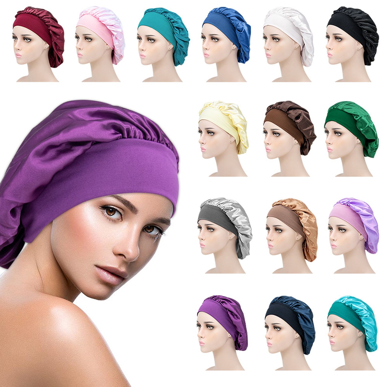 Hair Care Hat Solid Color Wide Headband Sleep Hat