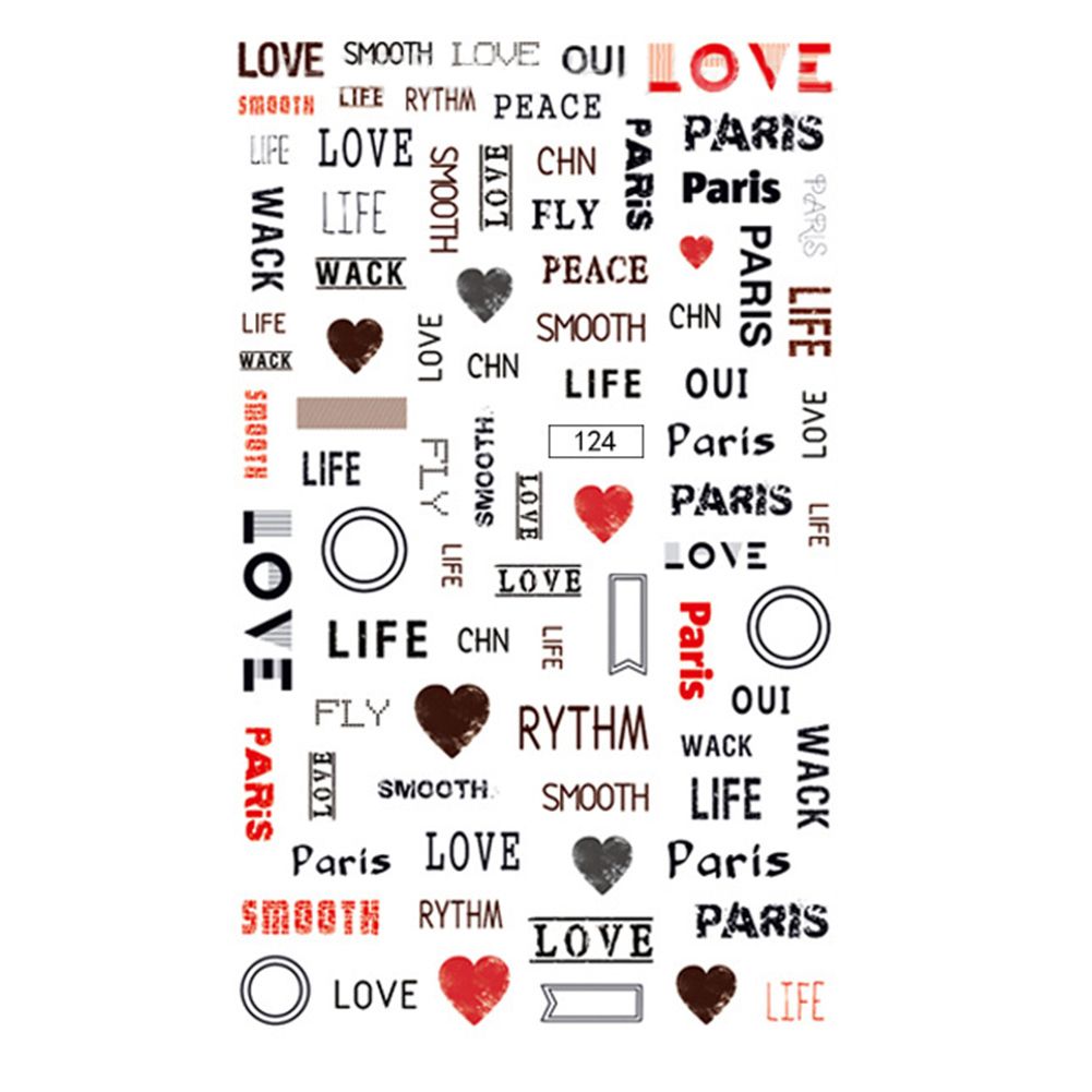 Fashion 3D English Letters Numbers Nail Sticker Full Cover Wrap Art Decoration