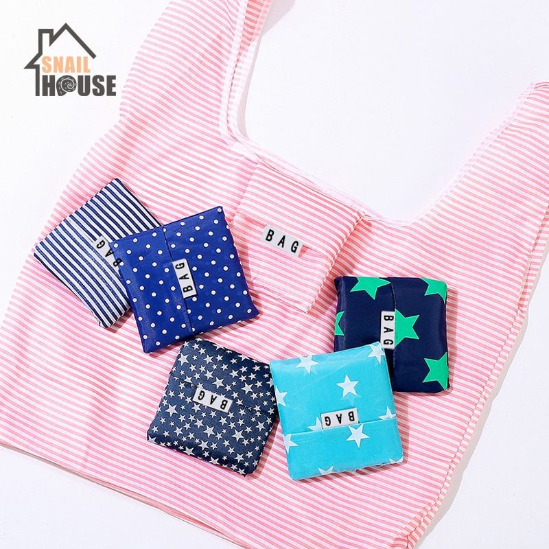 Snaihouse  Fashion Foldable Green Shopping Bags Sundries Basket Storage Pouch Large-capacity Convenient Handbags Organization