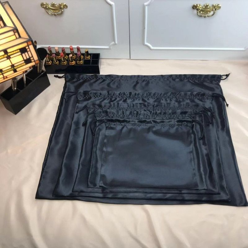 Black  ooth storage bag dust bag bundle Drawstring bag environmental protection storage bag Silk satin cloth