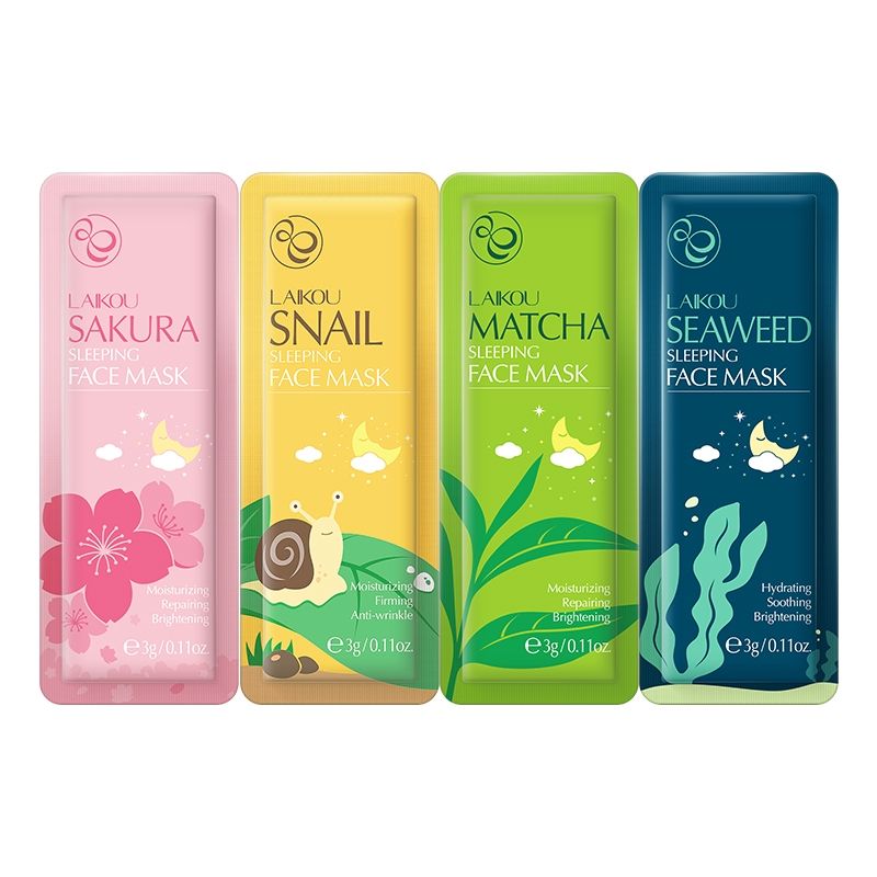LAIKOU Sakura Matcha Snail Seaweed Sleeping Mask - 4pcs
