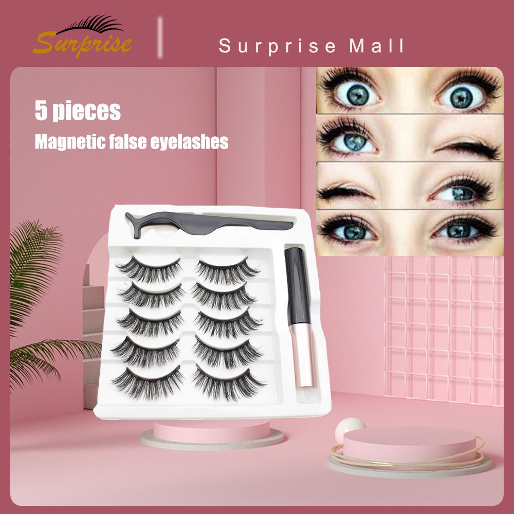 5 Pairs_Magnetic Eyelash With Magnetic Fluid & Tweezer Eyelash False eyelashes-CX