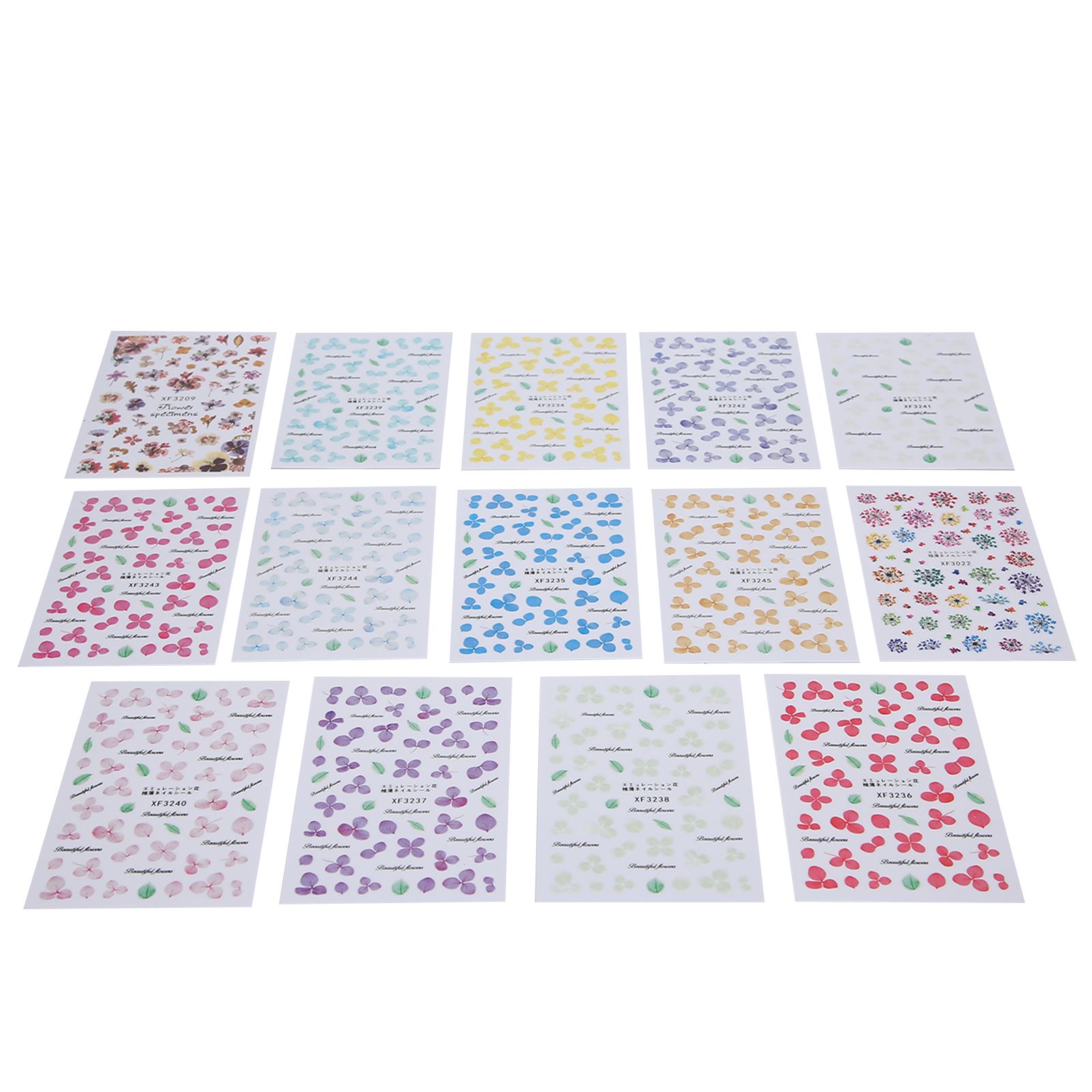 14 Sheets Flowers Nail Art Stickers Self Adhesive Decals for Women Finger