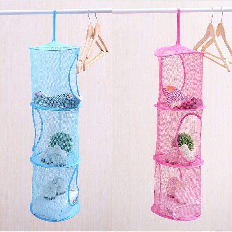 3 Shelf Hanging Storage Net Kids Toy Organizer Bag Bedroom Wall Door Closet Home Household