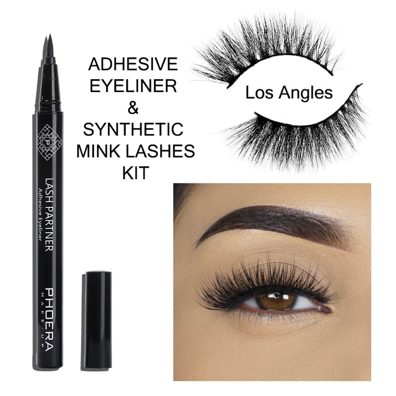 Women Waterproof Liquid Eyeliner with False Eyelashes Lasting Makeup Tool Set