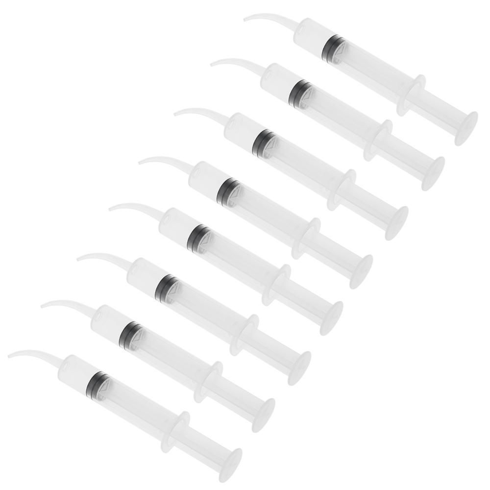 NYT 8 Pcs Disposable Dental Irrigation Syringe With Curved Tip Tooth Whitening Oral Health Care Dental Instrument