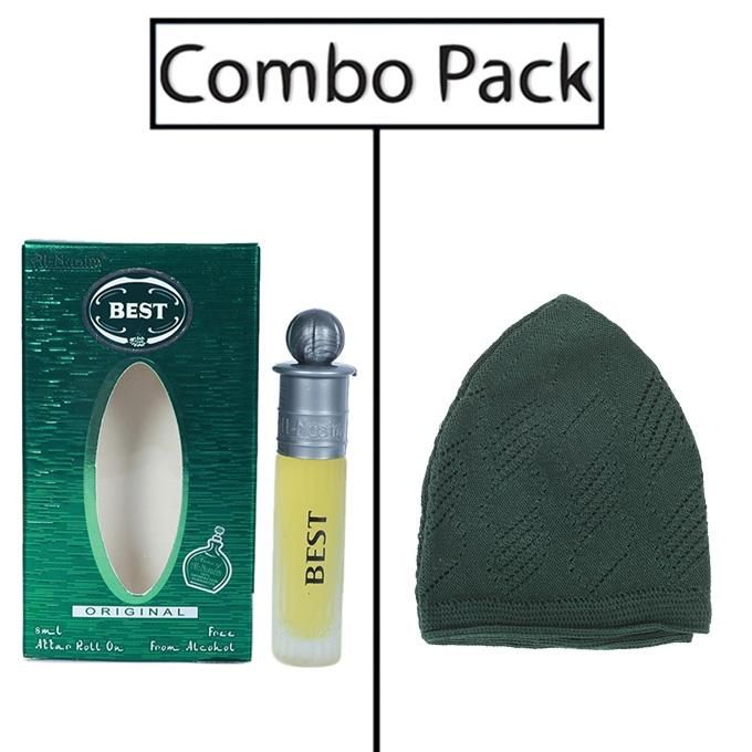 Combo of Al- Nuaim Best Attar and Dark Green Tupi