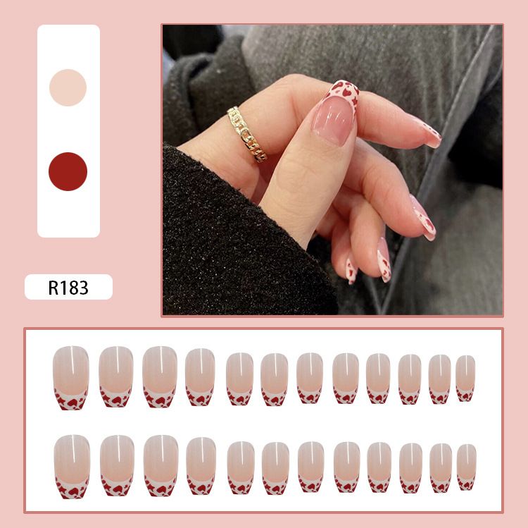 Menggh 24pcs With Glue Fake nails With Design False nails Wearable press on nails stylish pattern Artificial nails Full Cover nail art