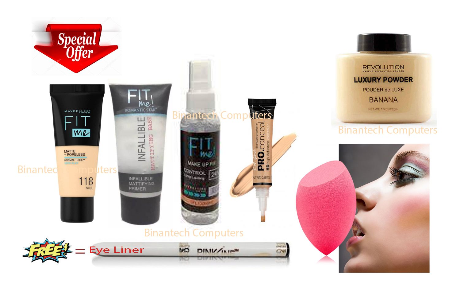 Makeup Combo 7 pcs pack full make up solution in one package
