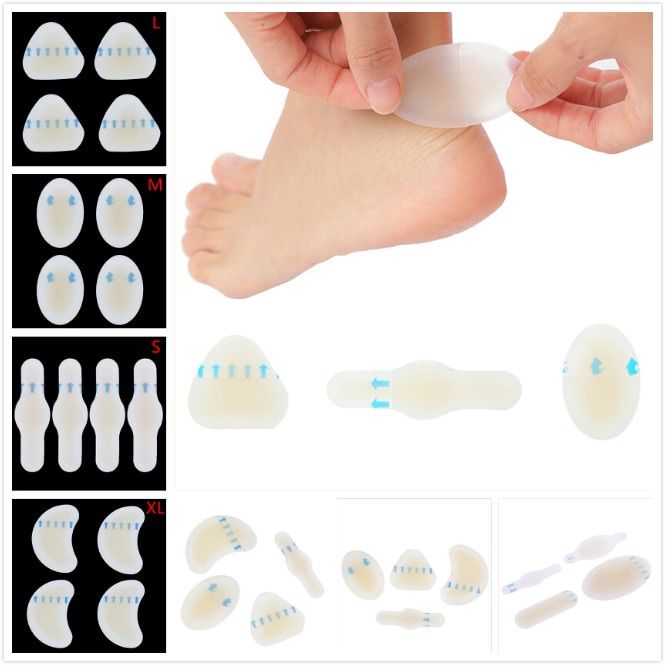4pcs 12Styles Anti-wearing Heel Sticker Silicone Soft Heel Sticker Pedicure Patch Adhesive Hydrocolloid Blister Plaster