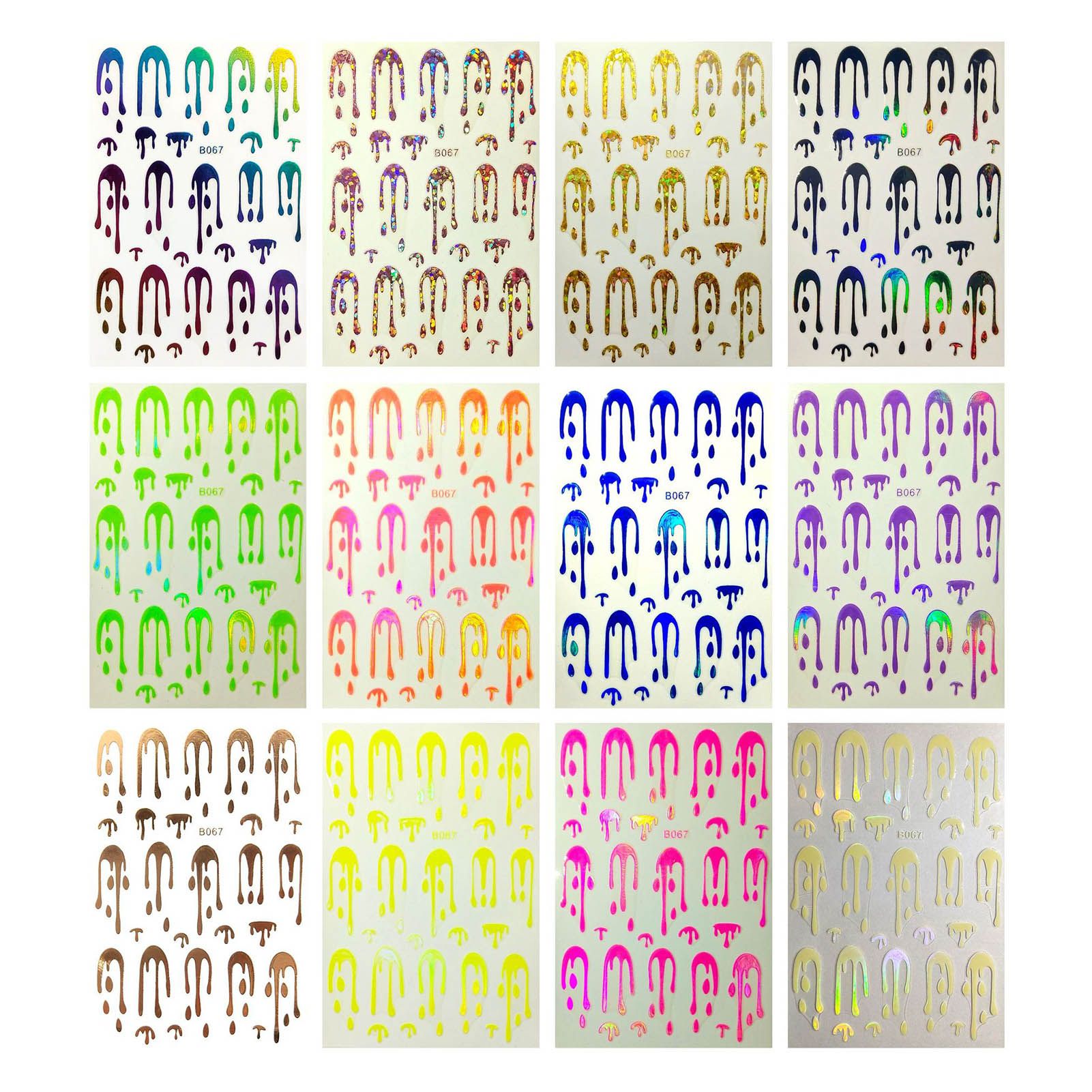 12Pcs/Set Nail Sticker Back Glue 3D Effect Ultra Thin Snake Skin Designer Glitter Nail Art Decorations for Lady