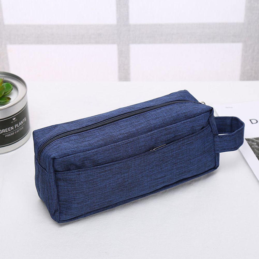 Portable Travel Solid Color Zip Cosmetic Bag Wash Makeup Storage Pouch Organizer