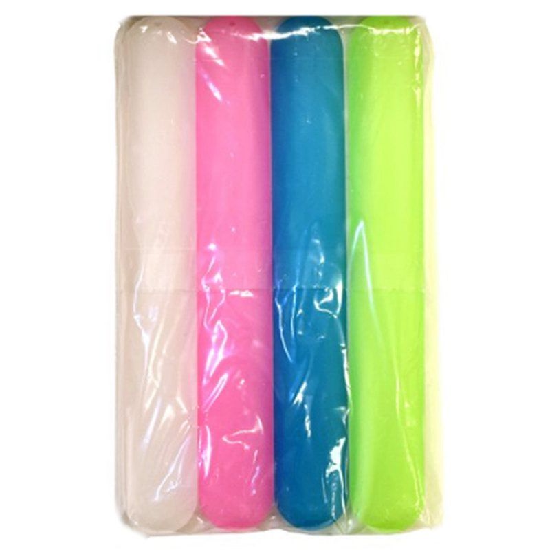 JAERBEE 4 Pack Toothbrush Holders Case Travel Camping Cover Tube Plastic Box Set !!