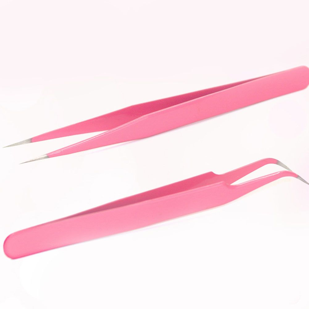 Curved Straight Stainless Steel Tweezers False Eyelash Rhinestone Nipper Picker