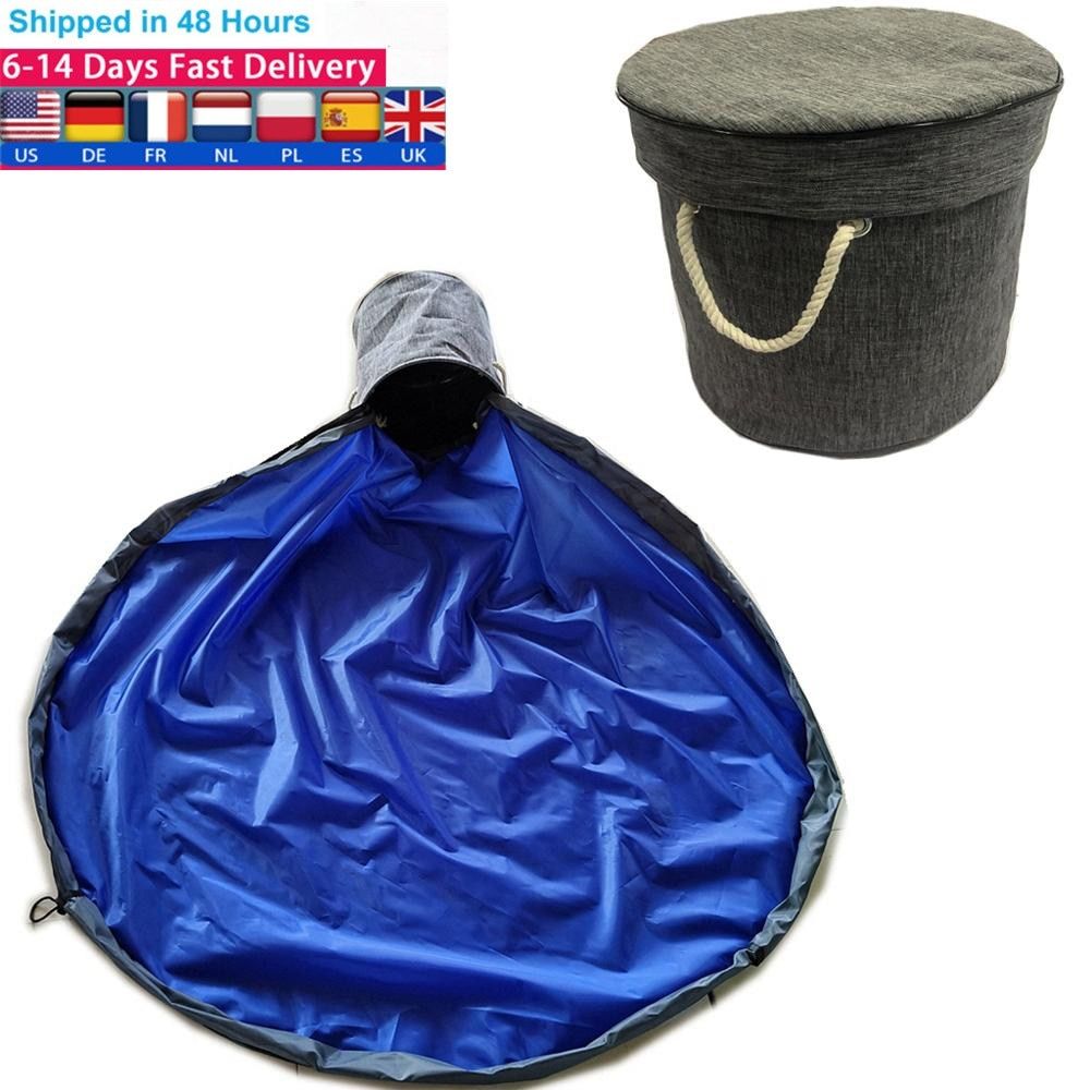 Portable Kids Toy Storage Bag Drawstring Play Mat For Lego Toys SlideAway -up And Storage Container Bag Organizer Pouch