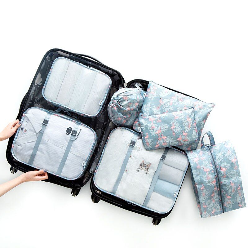 Travel luggage storage bag 7PCs/Set Waterproof portable suit Clothes shoes underwear Luggage Organizer Portable Container