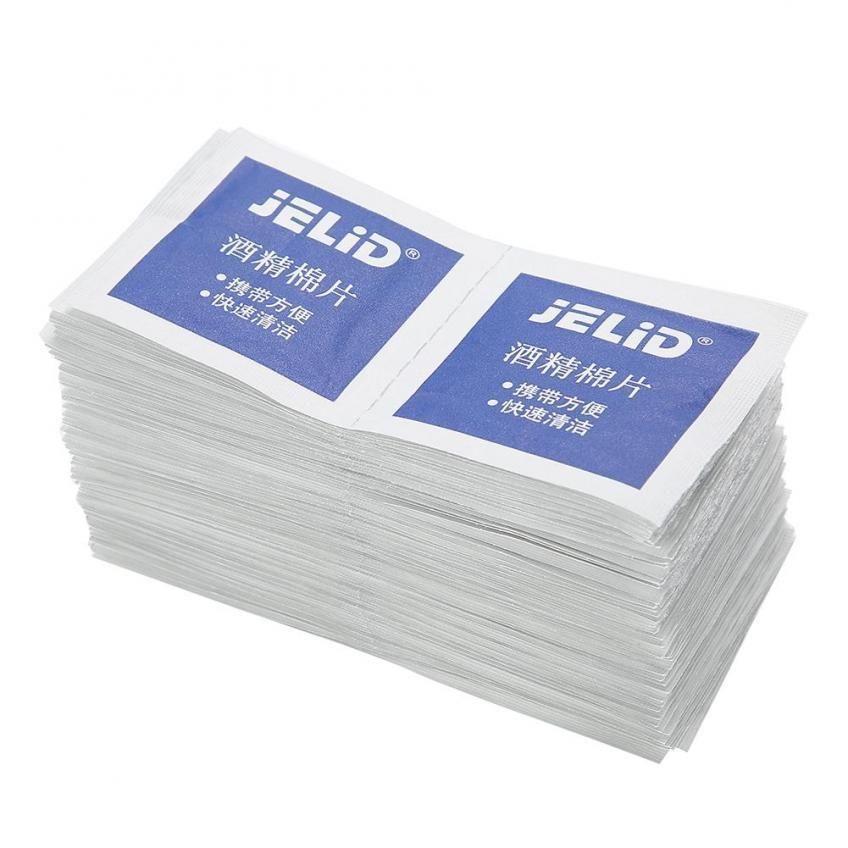 100pcs / Box Medical Alcohol Disinfection Cotton Pad Alcohol Wipes for Jewelry Pierced Ear Silver Toiletry Tool