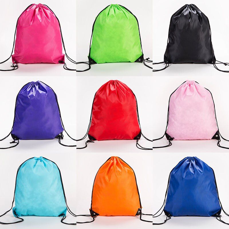 Portable Drawstring Bag Polyester Students Backpack Oxford Waterproof Sports Riding Backpack Gym Shoes Clothes Organizer Pack