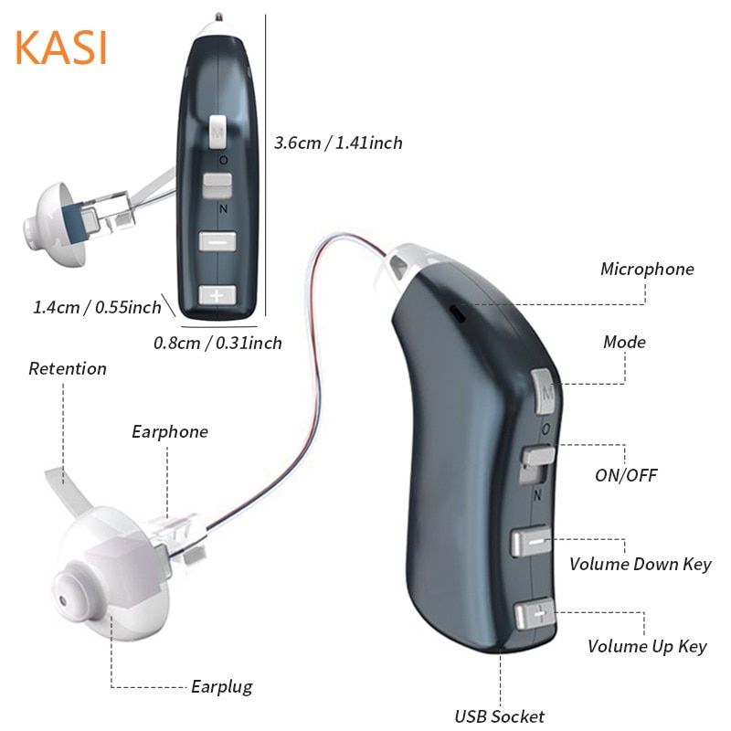 New Rechargeable Digital Hearing Aid 16 channel Severe Loss Invisible BTE Ear Aids High Power Amplifier Sound Enhancer For Deaf