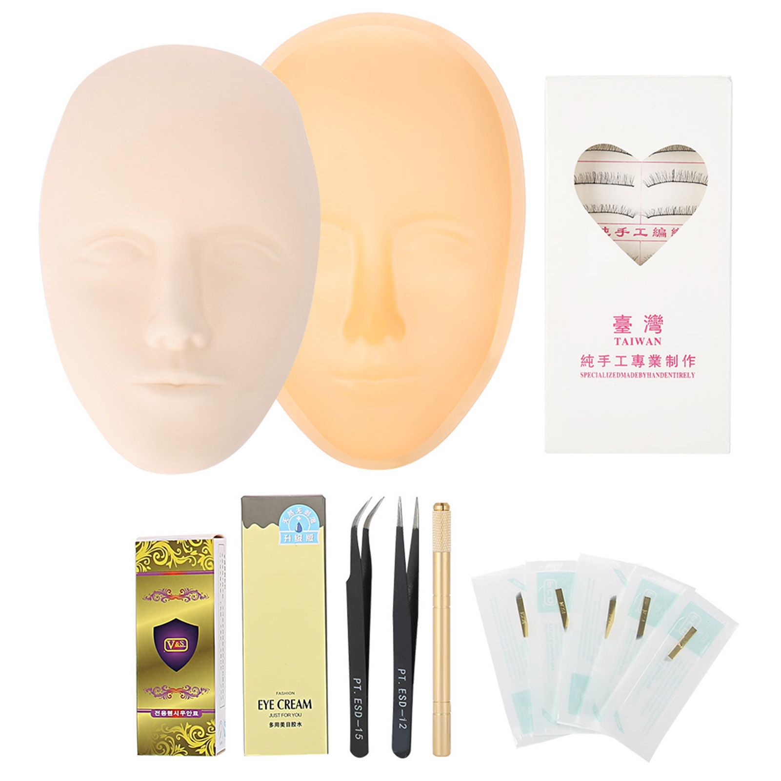Mannequin Training Head Make Up Eyelash Extensions Tool Kit Practice ZL