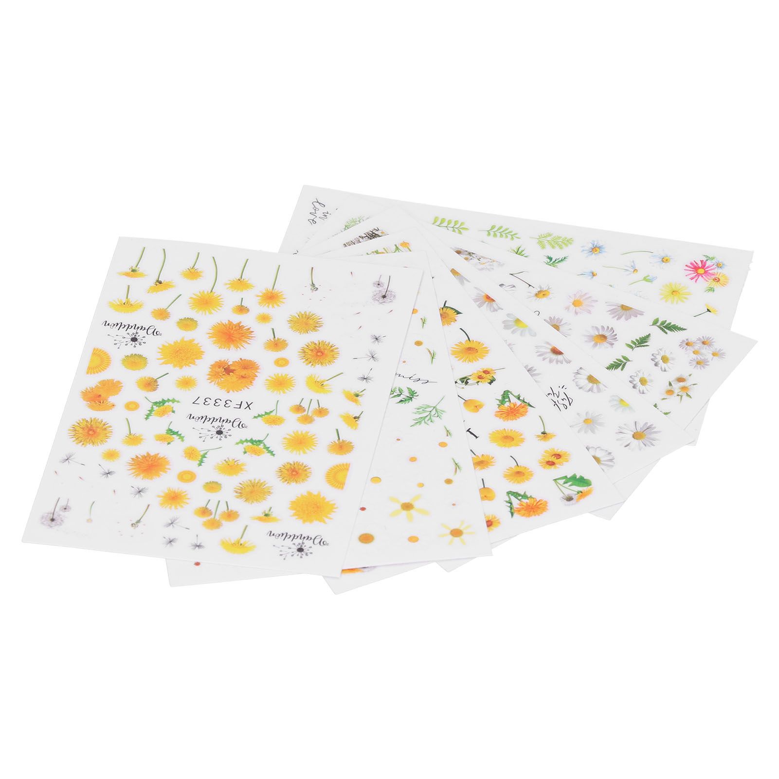 6 Sheet Sunflower Daisy Pattern Nail Art Decals Adhesive Sticker Decoration
