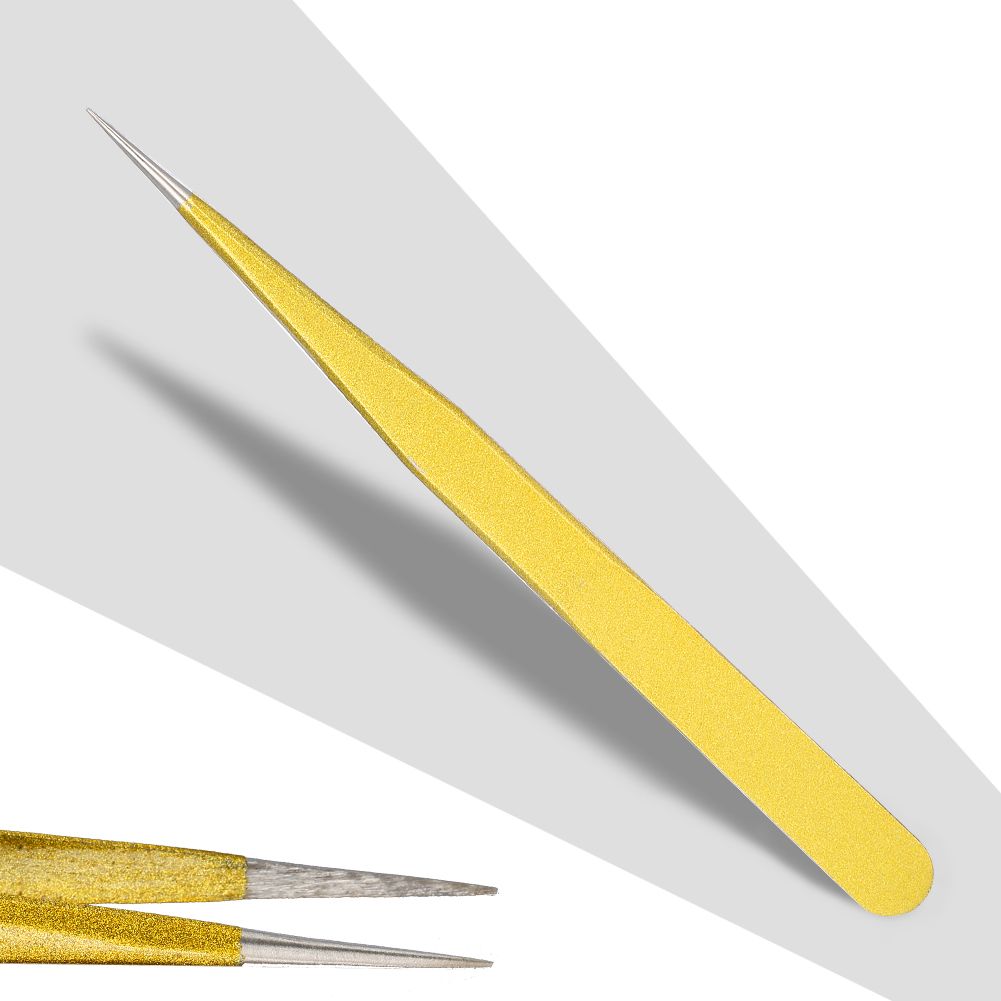 AYNEFY Stainless Steel Eyelash Extension Tweezers Anti-Acid Non-corrosive Straight and Curved Tip for Applications Cosmetic