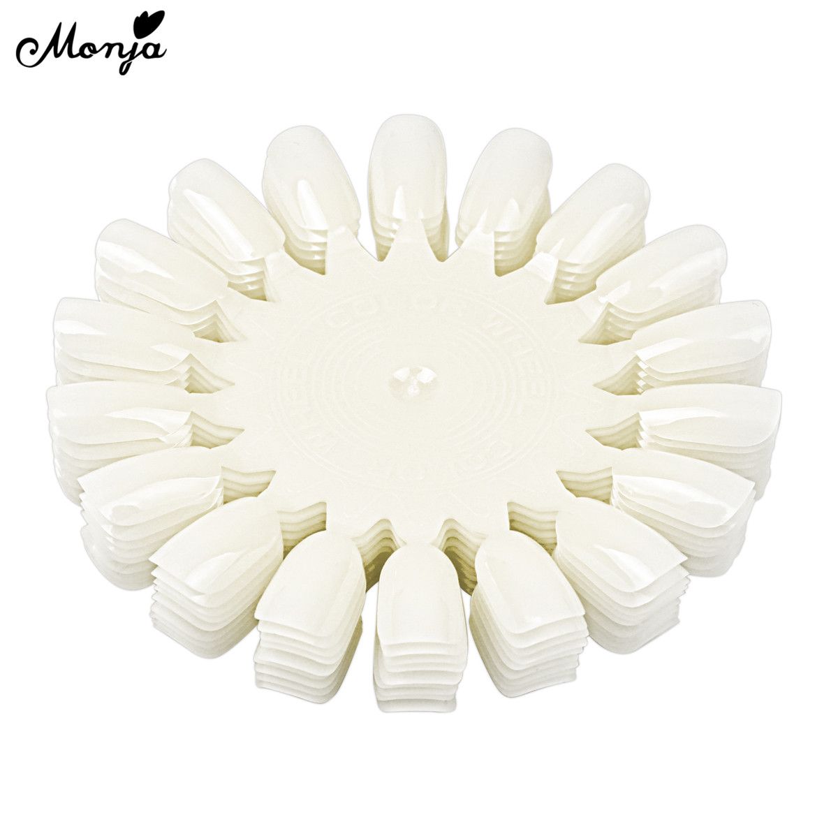 Monja 10Pcs Natural White Nail Art False Nail UV Gel Nail Art Color Display Card DIY Image Painting Practice Nail Tips