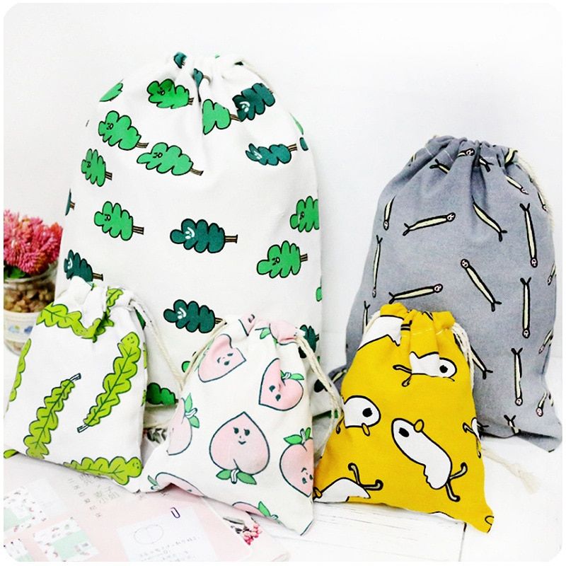 1085 Cotton cloth storage bag bundle of all pocket draw string coetic bag
