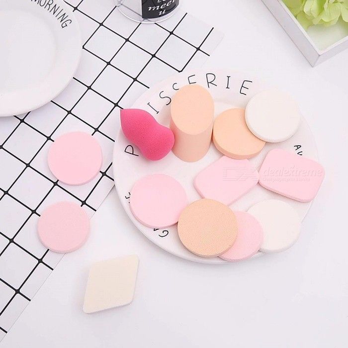 13 PCS/Set Cosmetic Puff Wet Dry Dual Use Soft Makeup Powder Puffs Foundation Sponge Tool