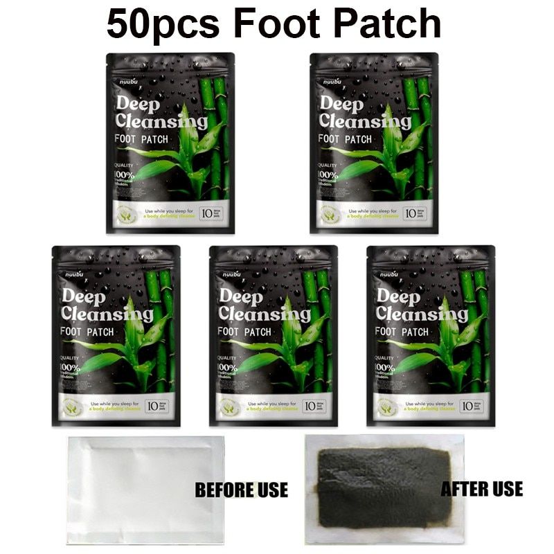 50pcs Nuubu Detox Foot Patches Natural Detoxification Body Toxins Cleansing Stress Relief Feet Slimming Cleaning Body Care Pads