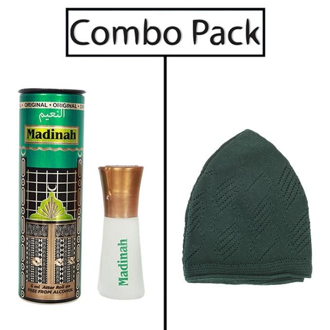 Combo of Al- Nuaim Madinah Attar and Dark Green Tupi