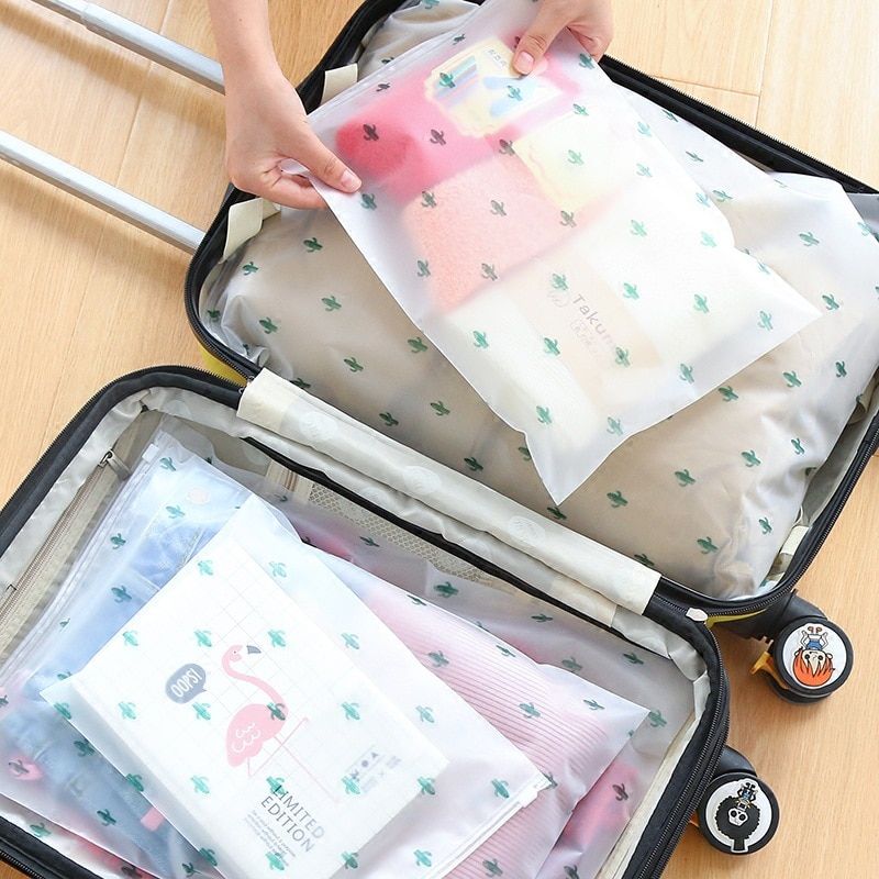 Portable Travel Storage Bag Organizer Clothes Transparent Plastic Package Luggage Partition Storage Bag Zipper Lock Self Seal